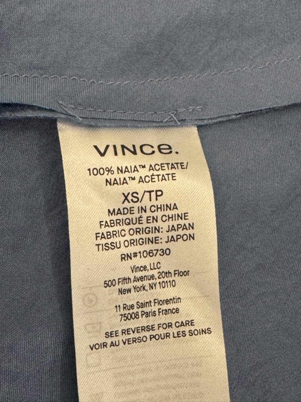 Vince blue midi satin skirt with frayed trim - Picture 10 of 10